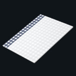 Bloc-note Navy Blue Classic Gingham Check Plaid<br><div class="desc">Modern summer trend,  picnic gingham plaid tartan pattern in navy blue and white colors.</div>