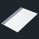 Bloc-note Navy Blue Classic Gingham Check Plaid<br><div class="desc">Modern summer trend,  picnic gingham plaid tartan pattern in navy blue and white colors.</div>