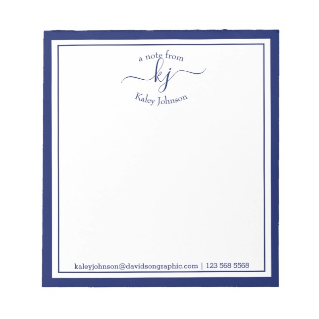 Bloc-note Navy Personalized Name | From The Desk Of Notepad (Devant)