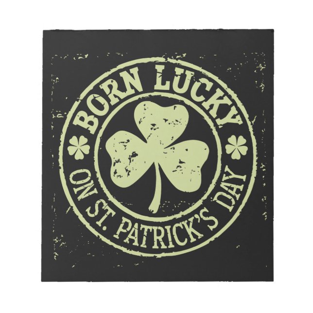 Bloc-note Né Chanceux Le Jour De La Saint-Patrick Anniversai (Devant)