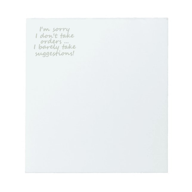 Bloc-note Ne prenez pas de commandes Drôle Citation sarcasti (Devant)