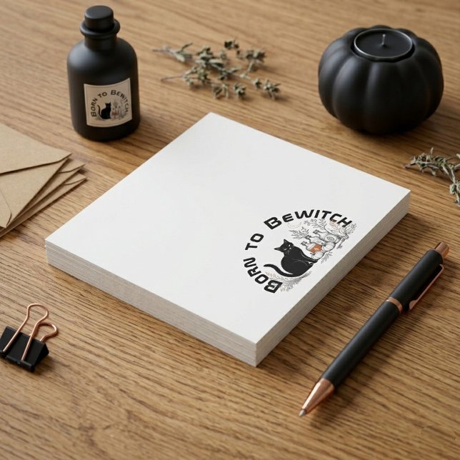 Bloc-note Née pour ensorceler Art d'apothicaire botanique de (Born to Bewitch Black Cat Botanical Apothecary Art Notepad)