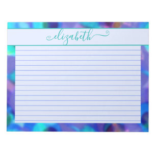 Bloc-note Neon Blue & Aqua Aquarelle Abstraite