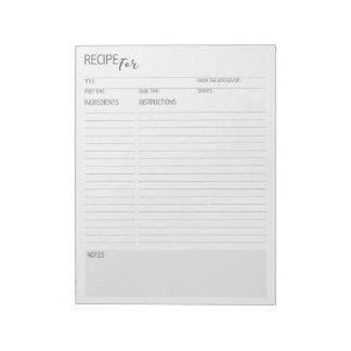 Bloc-note Nettoyer + Simple Recette détaillée Pages dans le