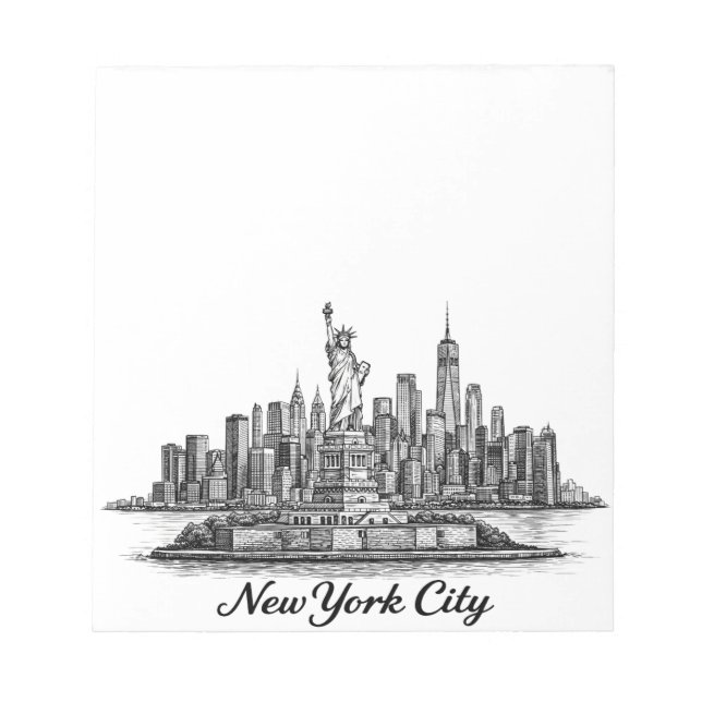 Bloc-note New York City Skyline Line Art Illustration (Devant)