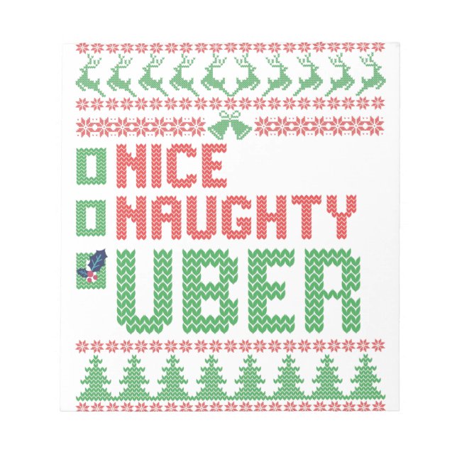 Bloc-note Nice Naughty Uber Funny Christmas Matching Gift (Devant)