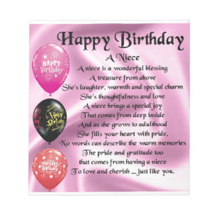 Bloc-note Niece Poem - Joyeux anniversaire