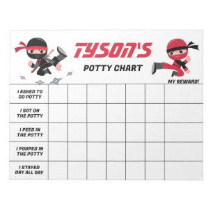 Bloc-note Ninja Potty Chart Nom et tâches personnalisés