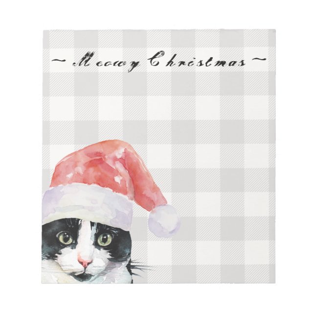 Bloc-note Noël Chat voeux Meowy Noël Buffalo Plaid (Devant)