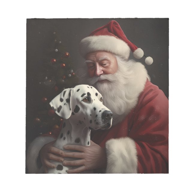 Bloc-note Noël festif Dalmatien avec le Père Noël (Devant)
