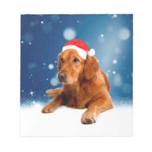 Bloc-note Noël Mignonne Golden Retriever Chien Santa Hat Nei