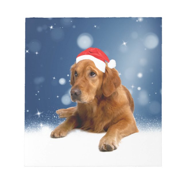 Bloc-note Noël Mignonne Golden Retriever Chien Santa Hat Nei (Devant)