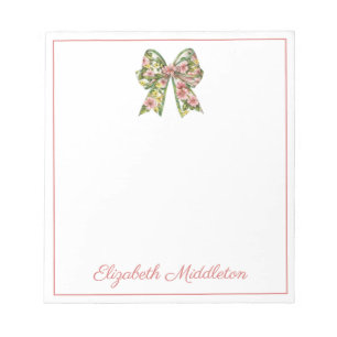 Bloc-note Nœud floral rose et vert personnalisé Prépa