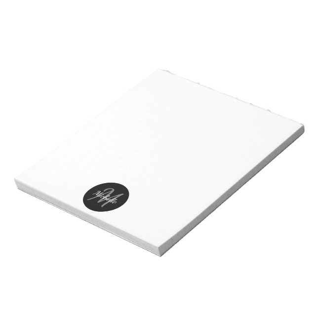 Bloc-note Noir & Blanc Simple Monogramme Classique tendance (Tourné)