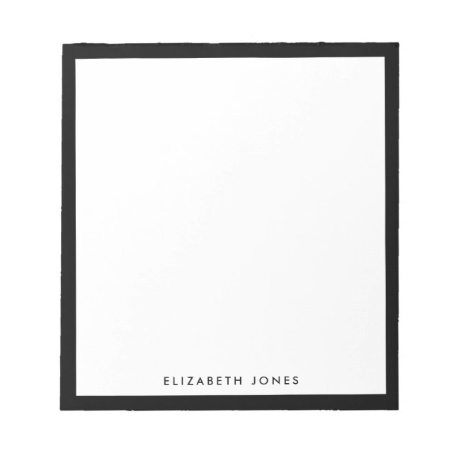 Bloc-note Noir classique minimaliste Moderne Bordure Design (Devant)