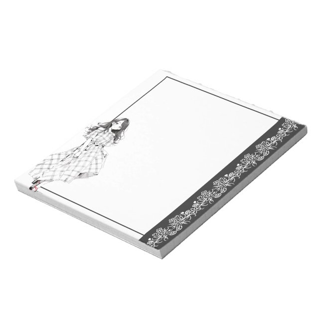 Bloc-note Noir et blanc Simple Anime Boho Notepad (Tourné)