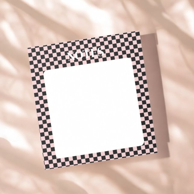 Bloc-note Noir et rose À damiers gras et personnalisable (Créateur téléchargé)