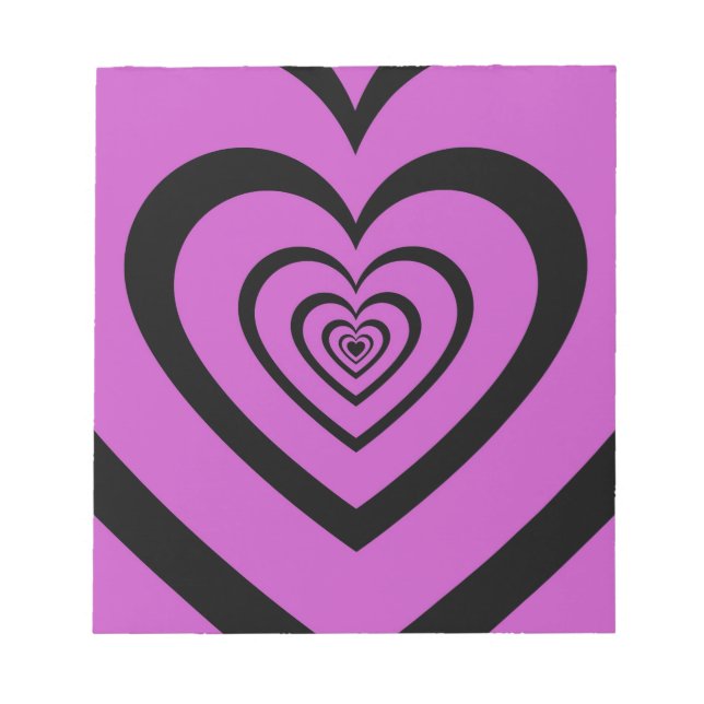 Bloc-note Noir violet Hypnotique Motif d'amour du coeur (Devant)