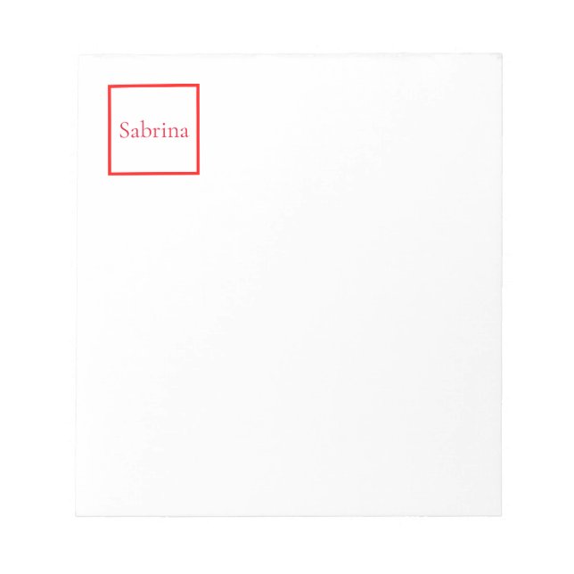 Bloc-note Nom classique professionnel personnalisé rouge bla (Devant)