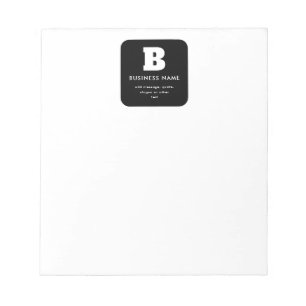 Bloc-note Nom commercial modifiable et Slogan   Noir & Blanc