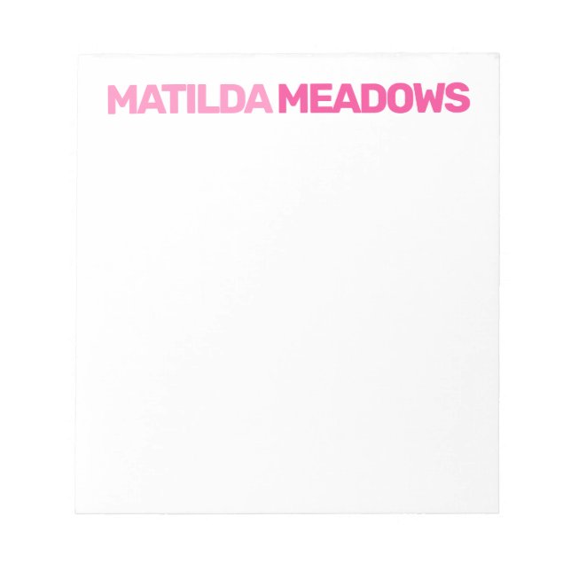 Bloc-note Nom de bloc Toute couleur Nom personnalisé (Devant)