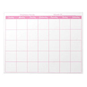 Bloc-note Nom de bordure mince rose simple Planificateur men