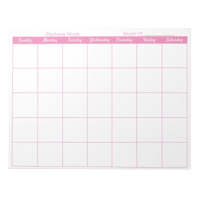 Bloc-note Nom de bordure mince rose simple Planificateur men (Devant)