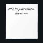 Bloc-note Nom de la calligraphie personnalisée de la meilleu<br><div class="desc">Célébrez les mamans spéciales de votre vie avec notre design personnalisé Best Mom Ever Calligraphy Name, parfait pour la fête des mères, les anniversaires, ou toute occasion de montrer votre amour. Ce cadeau élégant et personnalisable est idéal pour toutes les mamans, qu’elles soient la meilleure maman au monde, maman-chien, maman-chat...</div>