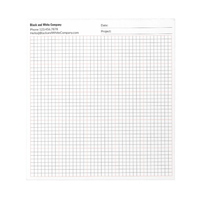 Bloc-note Nom de la société commerciale Date du projet Graph (Devant)