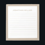 Bloc-note Nom de la typographie simple en beige blanc<br><div class="desc">Un bloc-notes professionnel doublé d'un design minimaliste dans les tons beige et blanc. Originale monogramme personnalisé et nom sur un simple arrière - plan blanc,  encadré par une bordure beige. Personnalisez-vous en utilisant les champs fournis ou utilisez le bouton "message" pour contacter le concepteur pour obtenir de l'aide.</div>
