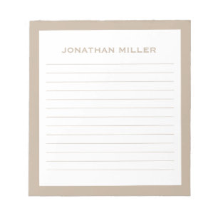 Bloc-note Nom de la typographie simple en beige blanc