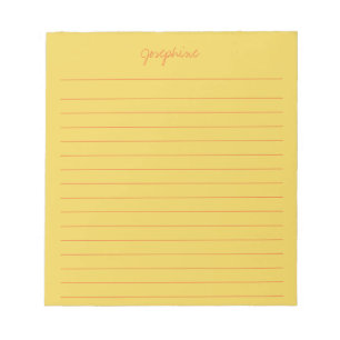 Bloc-note Nom de lettre main minimaliste Jaune et orange