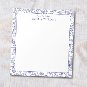 Bloc-note Nom de monogramme personnalisé Fleur vintage Flora