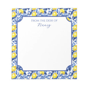 Bloc-note Nom de motif aquarelle citron bleu