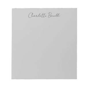 Bloc-note Nom de script manuscrit minimaliste Gris