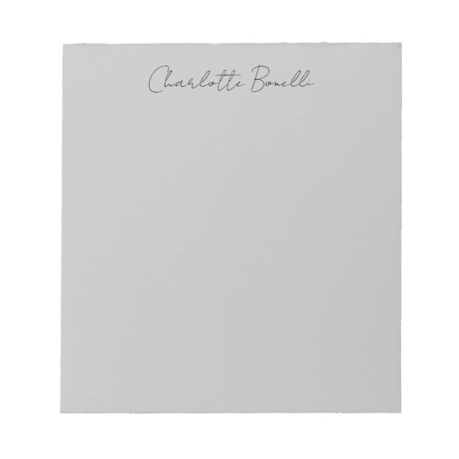 Bloc-note Nom de script manuscrit minimaliste Gris (Devant)