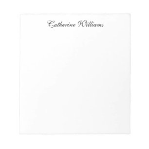 Bloc-note Nom de script noir simple et élégant personnalis