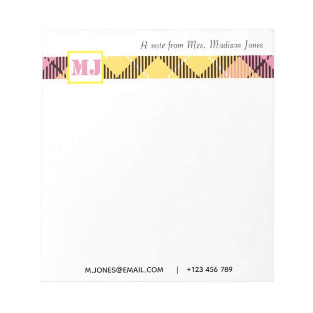 Bloc-note Nom de script professionnel Moderne Monogramme Pla (Devant)