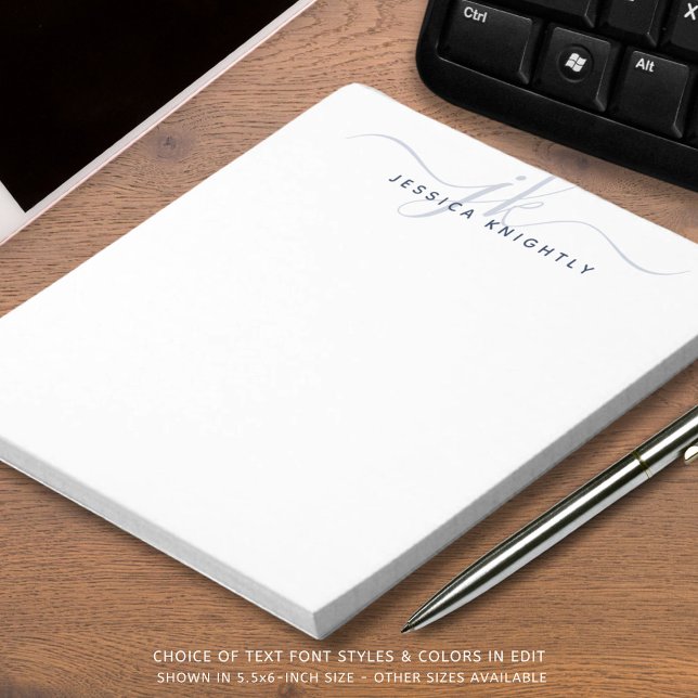 Bloc-note Nom des initiales du monogramme bleu marine (Créateur téléchargé)