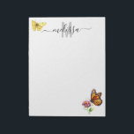 Bloc-note Nom du monogramme de l'aquarelle papillon<br><div class="desc">Cette conception peut être personnalisée dans la zone fournie en modifiant la photo et/ou le texte. Vous pouvez également le customiser en cliquant sur Personnaliser ce Modèle, puis en choisissant l'option cliquer pour customiser et supprimer ou modifier la couleur de l'arrière - plan, ajouter du texte, modifier la couleur ou...</div>