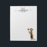 Bloc-note Nom du monogramme du Meerkat Watercolor<br><div class="desc">Cette conception peut être personnalisée dans la zone fournie en modifiant la photo et/ou le texte. Vous pouvez également le customiser en cliquant sur Personnaliser ce Modèle, puis en choisissant l'option cliquer pour customiser et supprimer ou modifier la couleur de l'arrière - plan, ajouter du texte, modifier la couleur ou...</div>