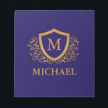 Bloc-note Nom du monogramme personnalisé bleu et or de la ma<br><div class="desc">Nom de monogramme élégant personnalisé bleu marine et or. Pour plus de personnalisation,  cliquez sur le bouton "Customiser" et utilisez notre outil de conception pour modifier ce modèle.</div>