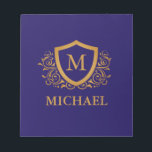 Bloc-note Nom du monogramme personnalisé bleu et or de la ma<br><div class="desc">Nom de monogramme élégant personnalisé bleu marine et or. Pour plus de personnalisation,  cliquez sur le bouton "Customiser" et utilisez notre outil de conception pour modifier ce modèle.</div>