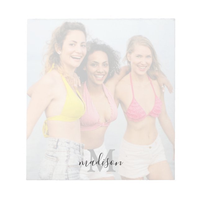 Bloc-note Nom du monogramme photo personnalisé (Devant)