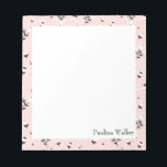 Bloc-note Nom du Motif de dessin rose et noir<br><div class="desc">Un joli motif de fleurs rose,  noir et blanc,  personnalisées avec votre nom. Veuillez me contacter pour toute question ou demande.</div>