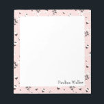 Bloc-note Nom du Motif de dessin rose et noir<br><div class="desc">Un joli motif de fleurs rose,  noir et blanc,  personnalisées avec votre nom. Veuillez me contacter pour toute question ou demande.</div>