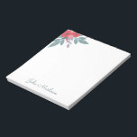 Bloc-note Nom du script Edge floral<br><div class="desc">Simple petit joli pavé de notes floral avec votre nom dans un type de script.</div>