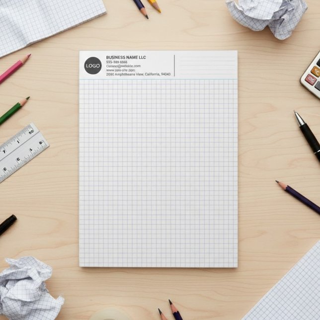 Bloc-note Nom et logo d'entreprise personnalisés, papier gra (custom company logo notepad, graph paper for architects)