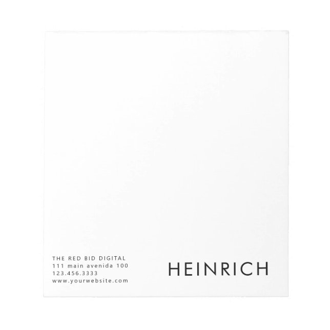 Bloc-note Nom Gras Professionnel Noir (Devant)