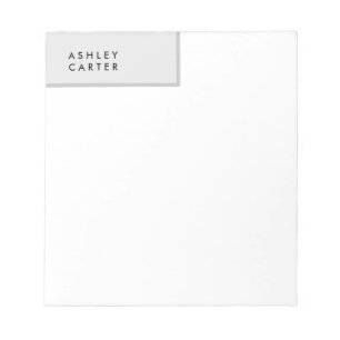Bloc-note Nom minimaliste gris blanc professionnel